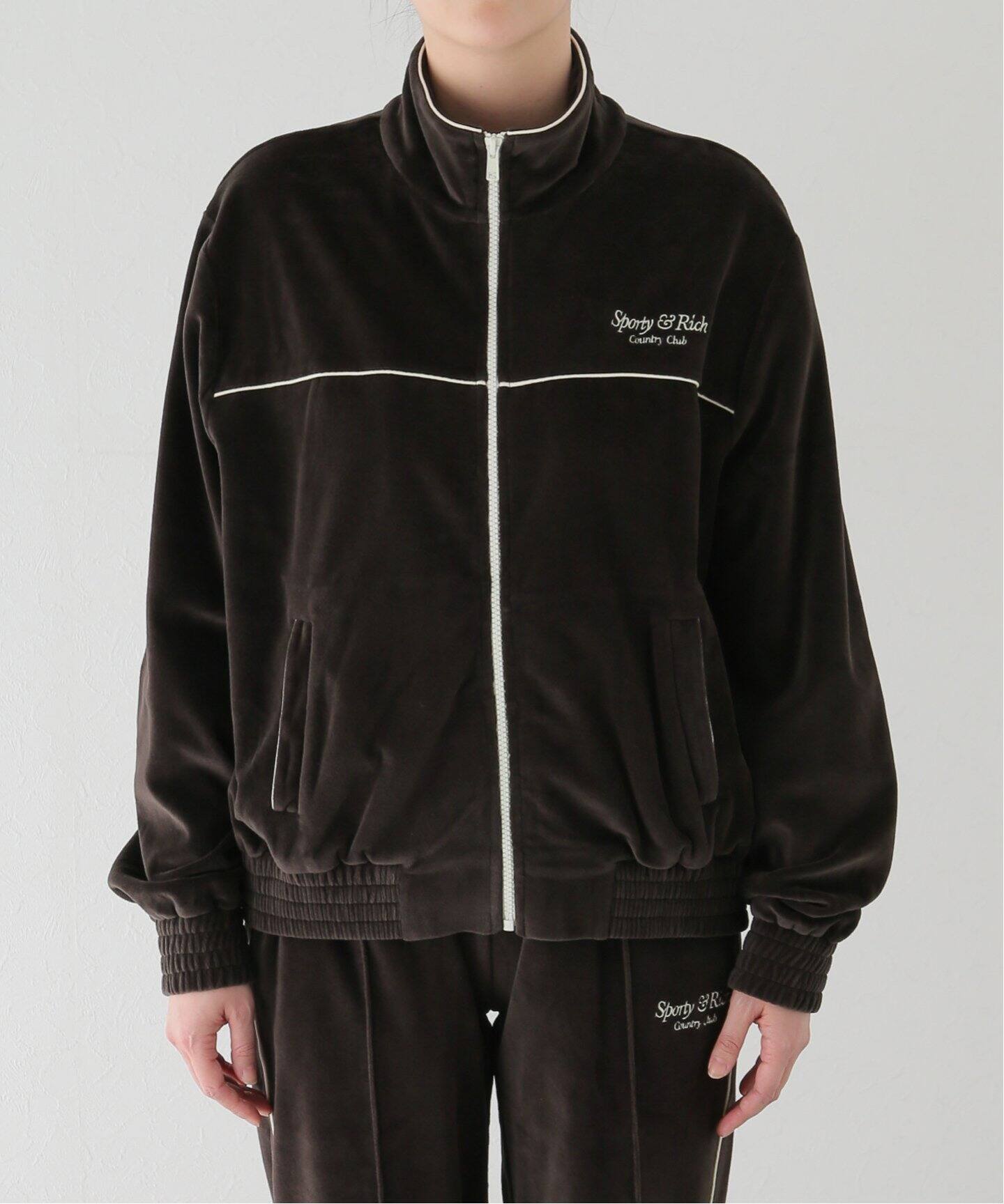 SPORTY&RICH / スポーティアンドリッチ】SCRIPT VELOUR TRACK JACKET 