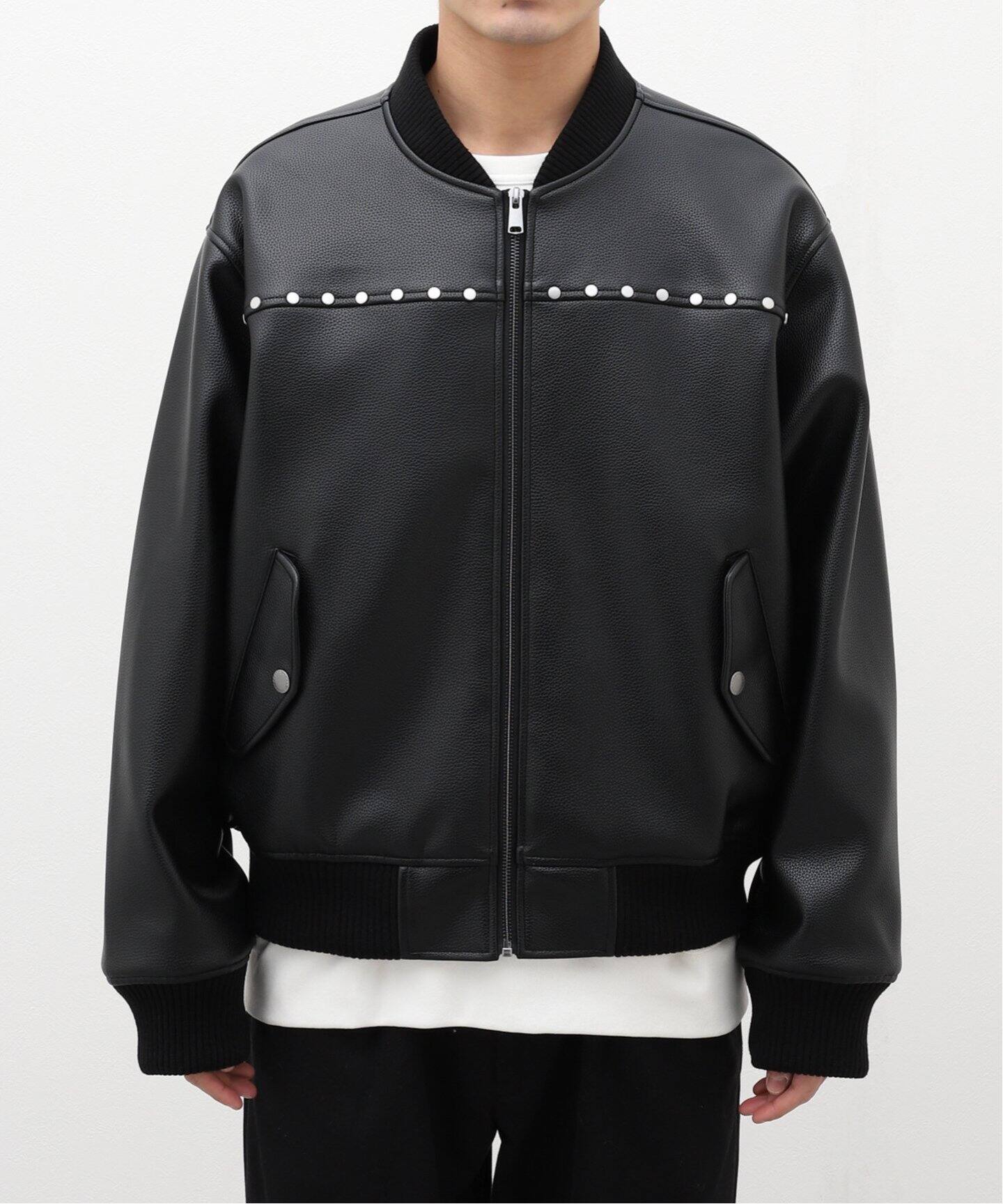 AFB / エーエフビー】STUDDED BOMBER JACKET（レザージャケット 