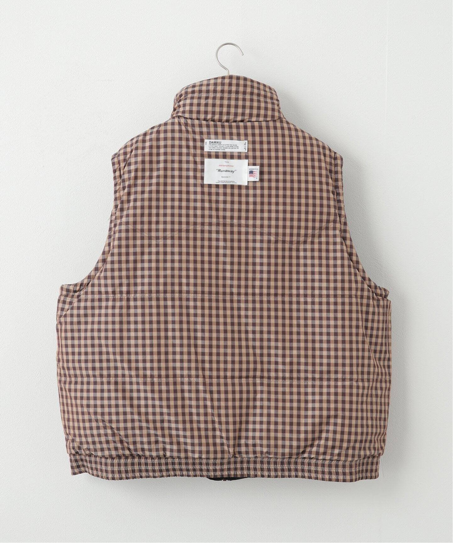 DAIRIKU / ダイリク】Reversible Check Nylon Vest（ダウン・中綿 