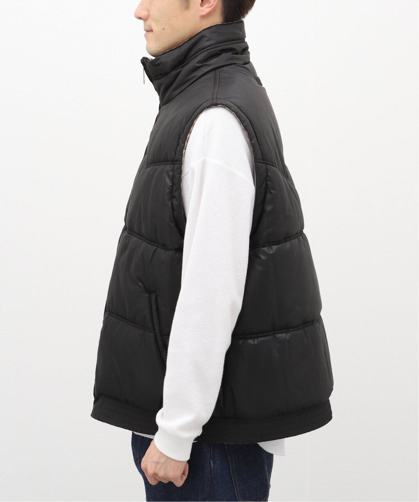 DAIRIKU / ダイリク】Reversible Check Nylon Vest（ダウン・中綿 