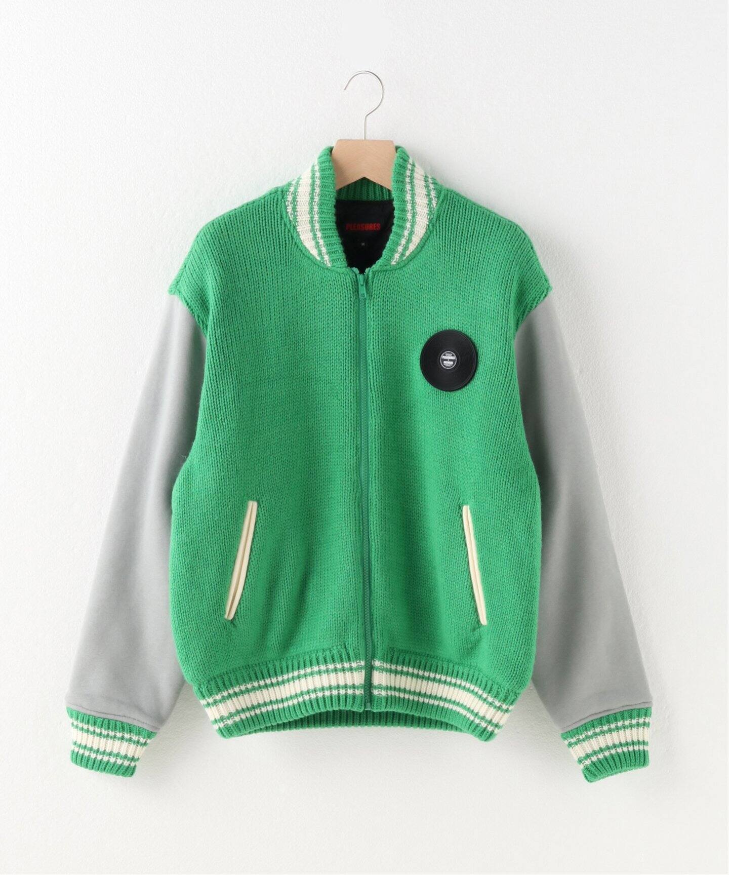 PLEASURES / プレジャー】SMOKE KNITTED VARSITY JACKET（スタジャン 