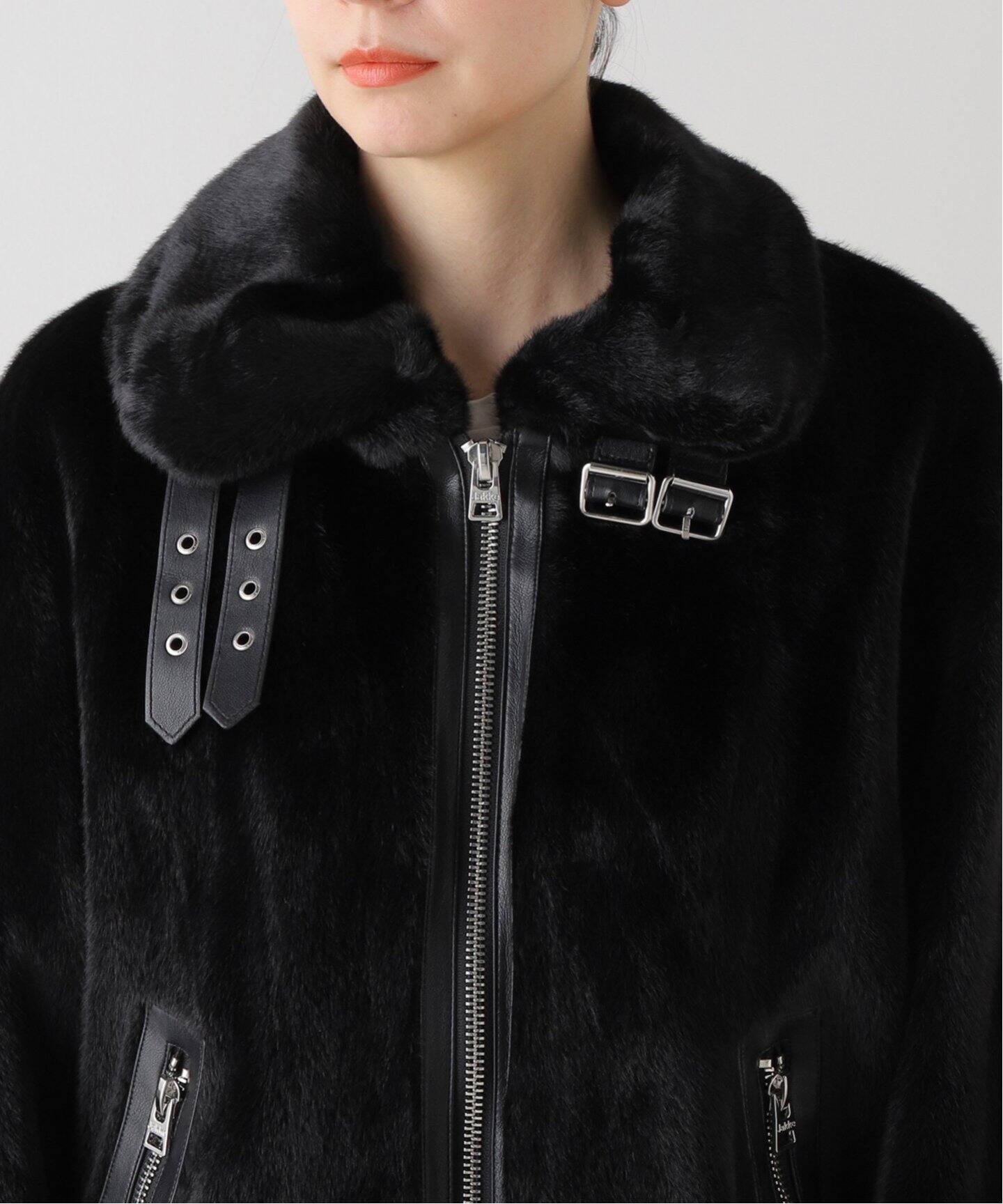 JAKKE/ジャッキー】 BOBBY BIKER BLACK：フェイクファー