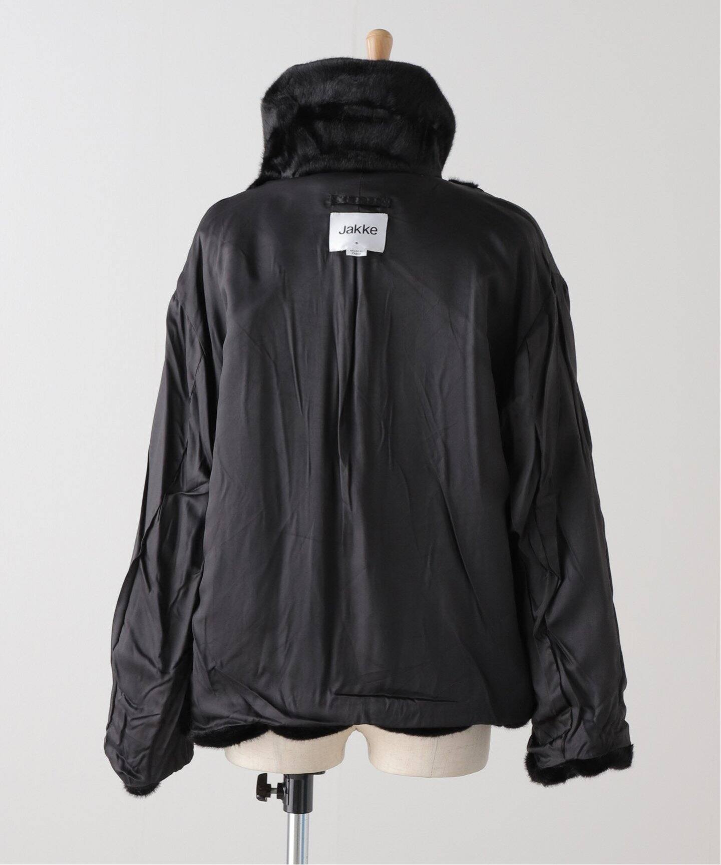 JAKKE/ジャッキー】 BOBBY BIKER BLACK：フェイクファージャケット 