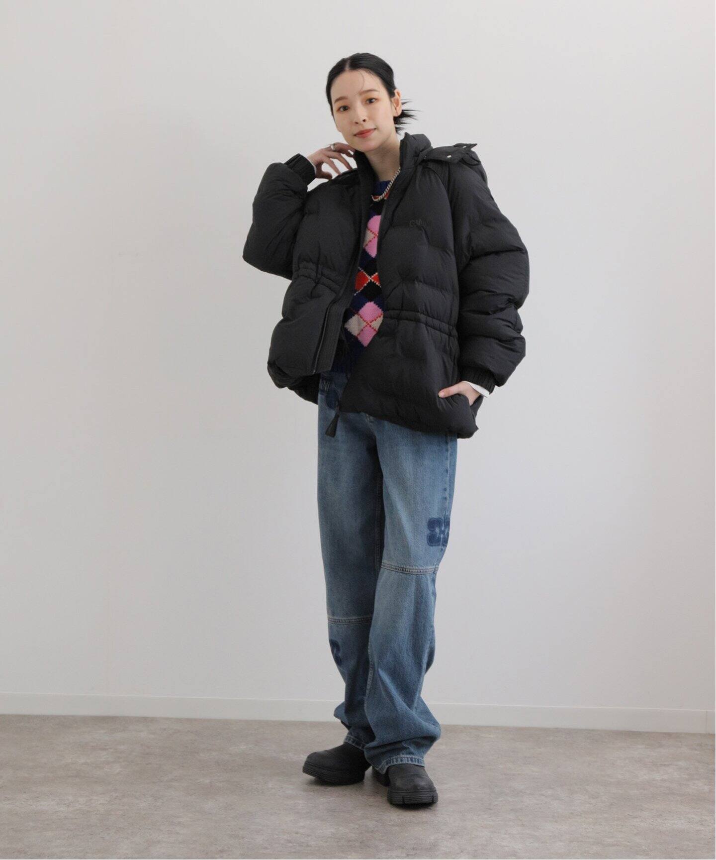 GANNI / ガニー】Soft Puffer Short Raglan Jacket：中綿ジャケット  