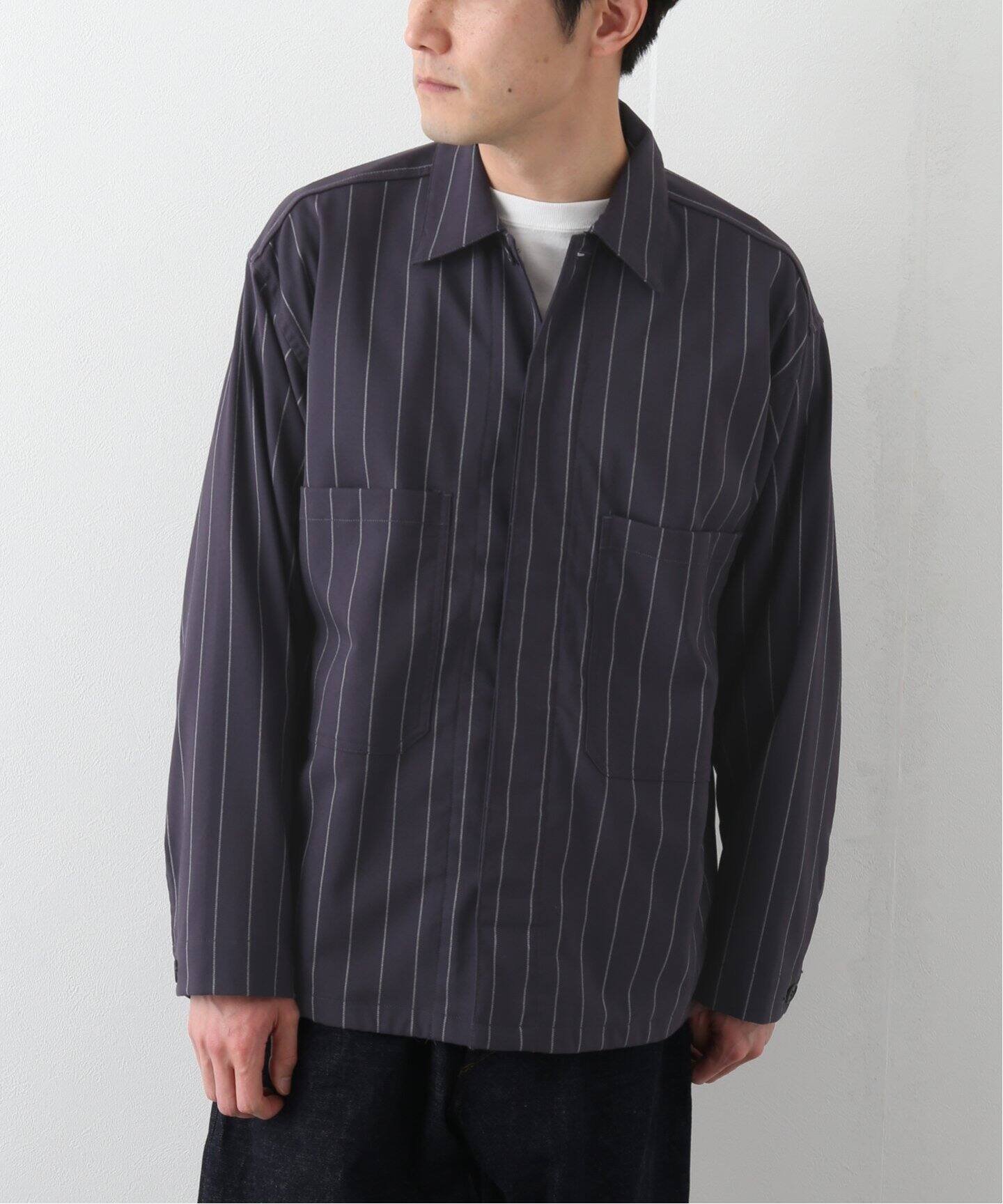 WASHABLE T/R K-FIELD ストライプ シャツジャケット（その他ブルゾン 