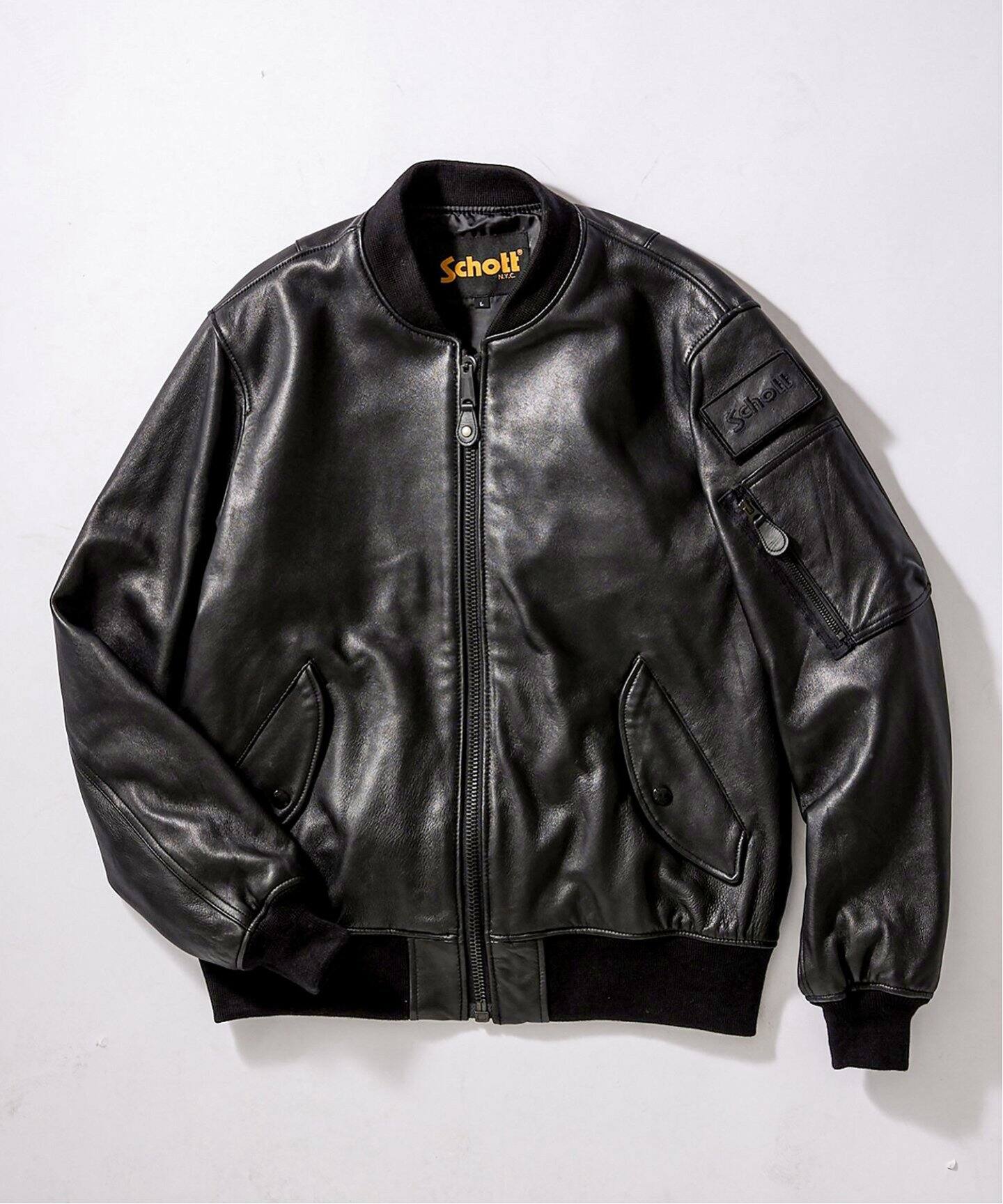 レア物】schott type MA-1 レザージャケット 黒 Schott / ショット  