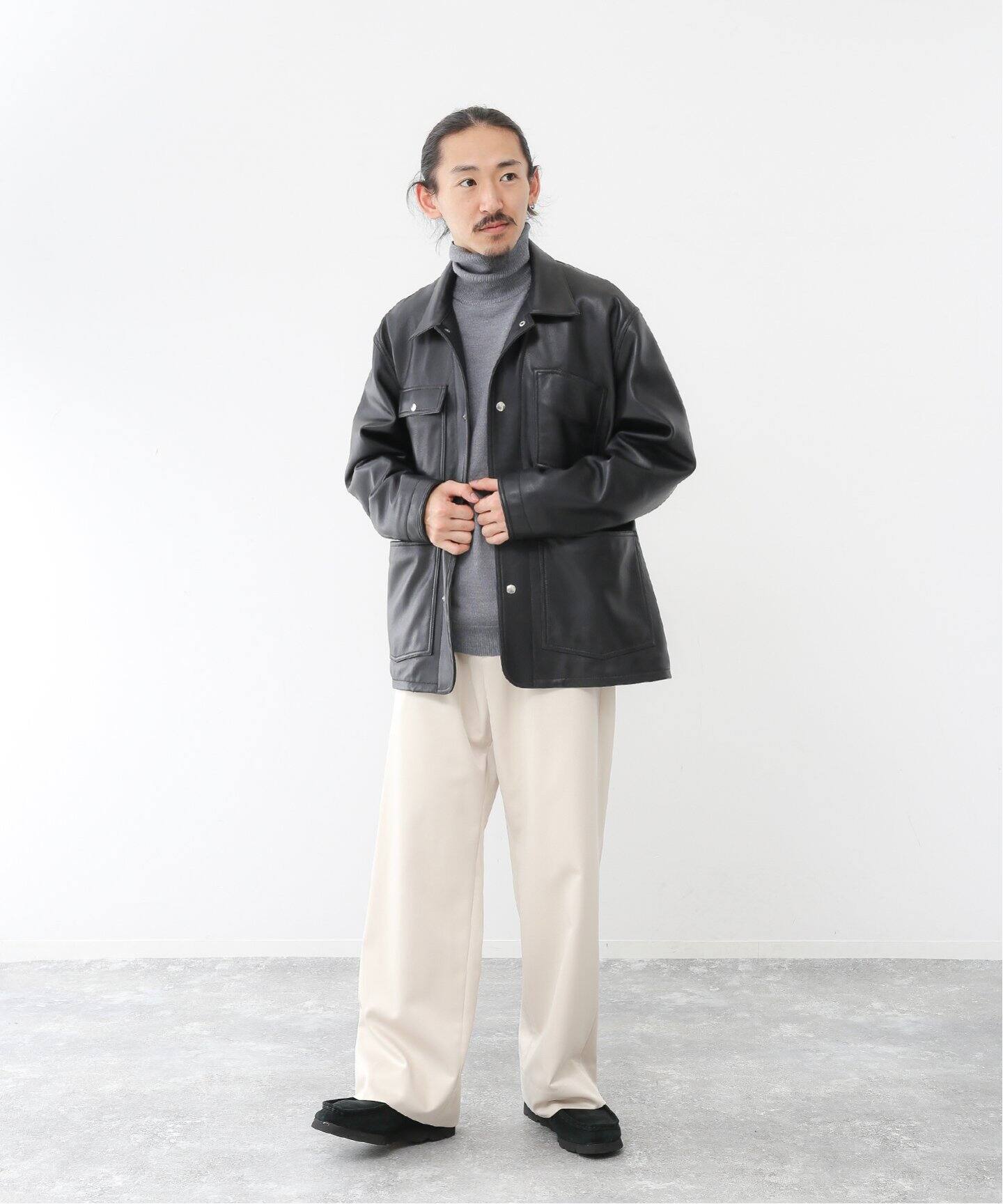 羊革・テーラード襟付きシープレザートレンチコートSheep Leather Coat 