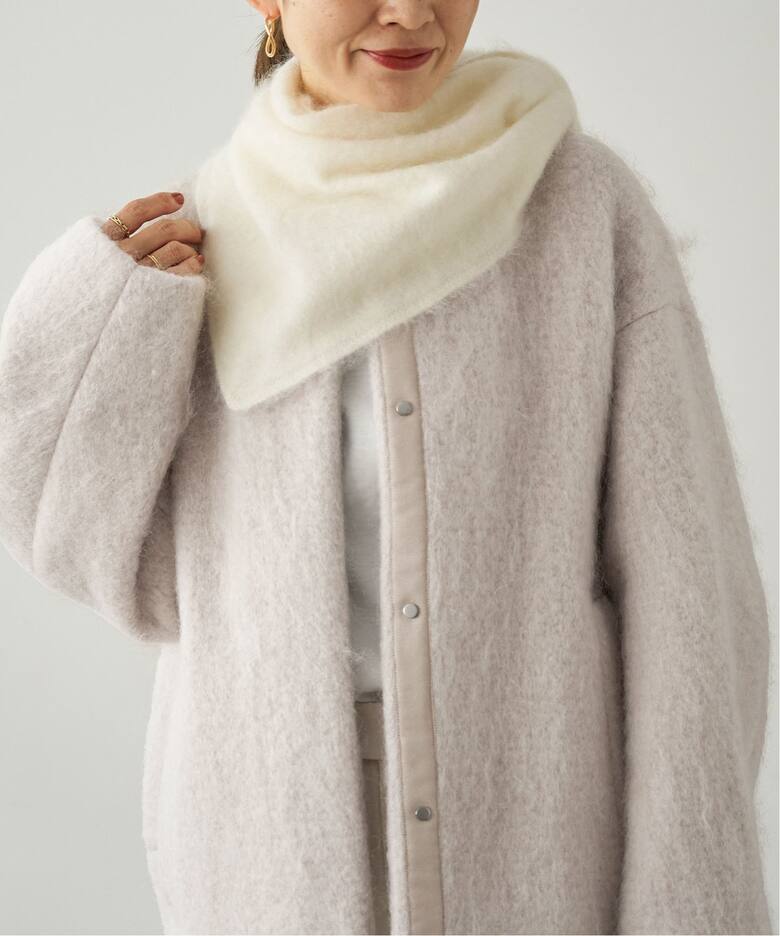 シャギークルーネックショートコート（ノーカラーコート）｜VERMEIL  