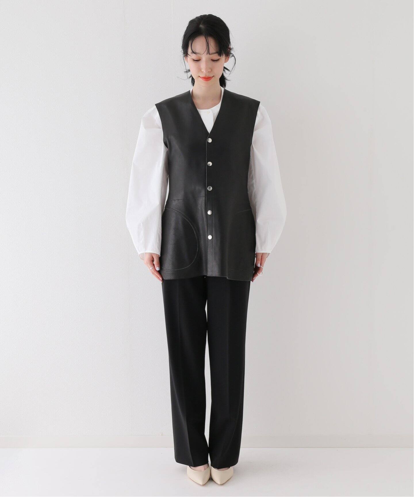 INSCRIRE/アンスクリア】Seep Leather Gilet（ジレ）｜VERMEIL par  