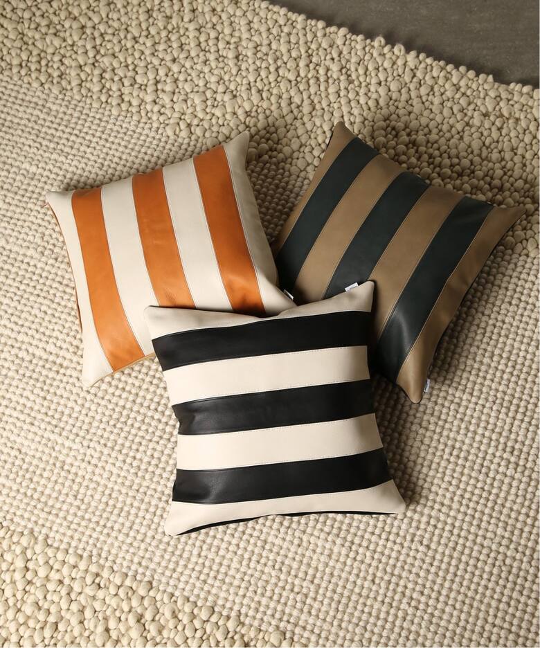 LEATHER PATCH CUSHION COVER レザー パッチワーク クッションカバー 45cm（クッション／クッションカバー