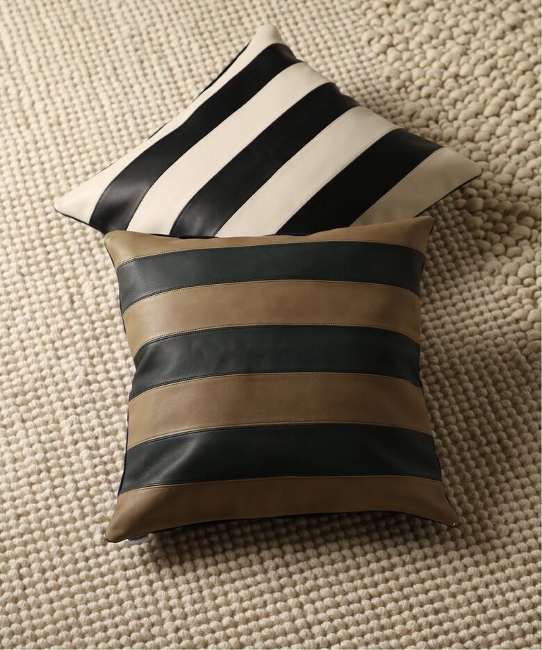 LEATHER PATCH CUSHION COVER レザー パッチワーク クッションカバー 45cm（クッション／クッションカバー