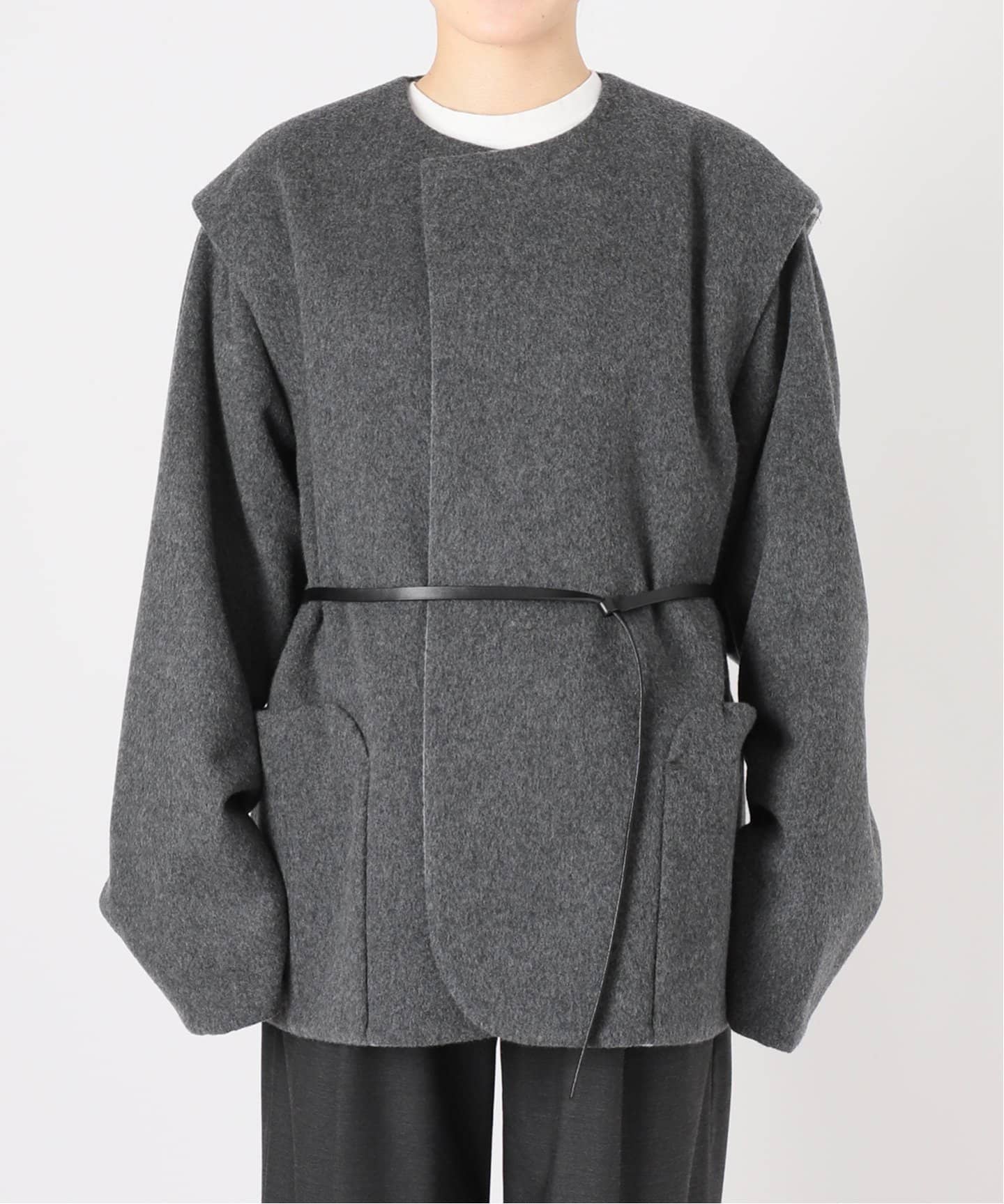 ジャケット・アウター stein 20aw NO COLLAR BELTED JACKET stein（シュタイン）2020AW 20AW NO COLLAR BELTED JACKET ノー