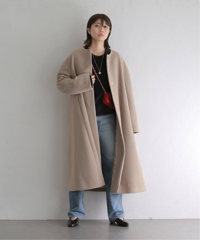 ウールモッサフレアマキシコート（ノーカラーコート）｜La Totalite  