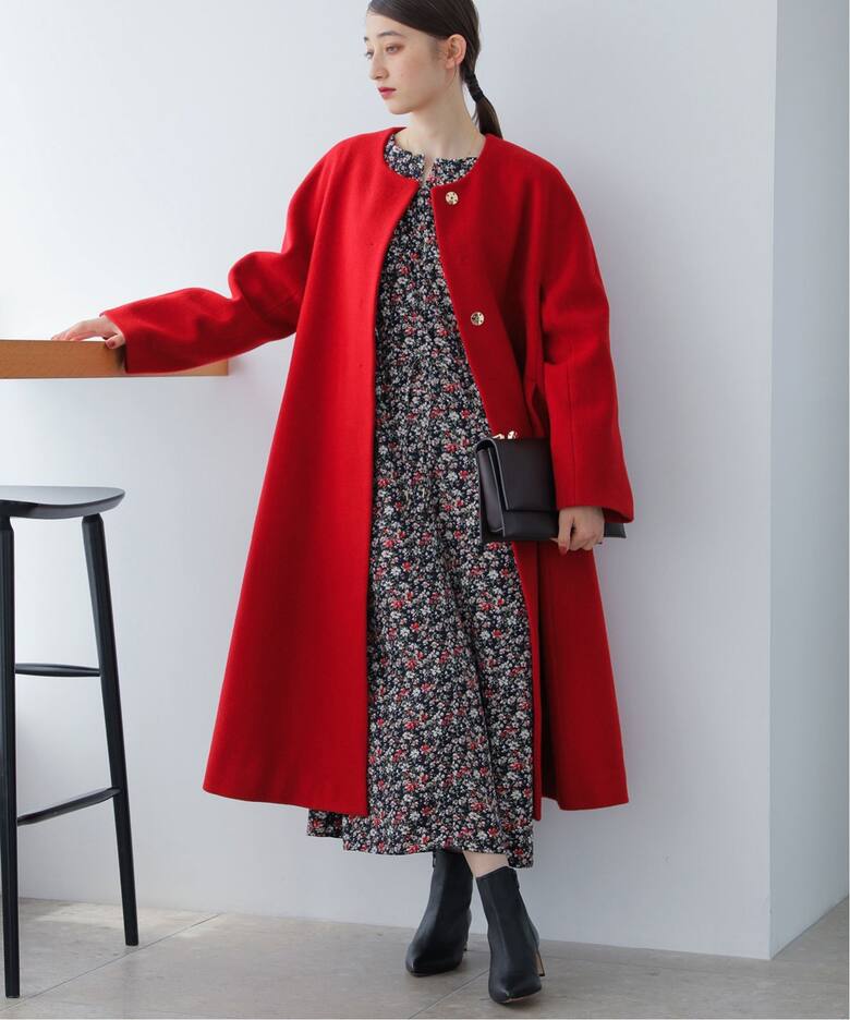 ウールモッサフレアマキシコート（ノーカラーコート）｜La Totalite  