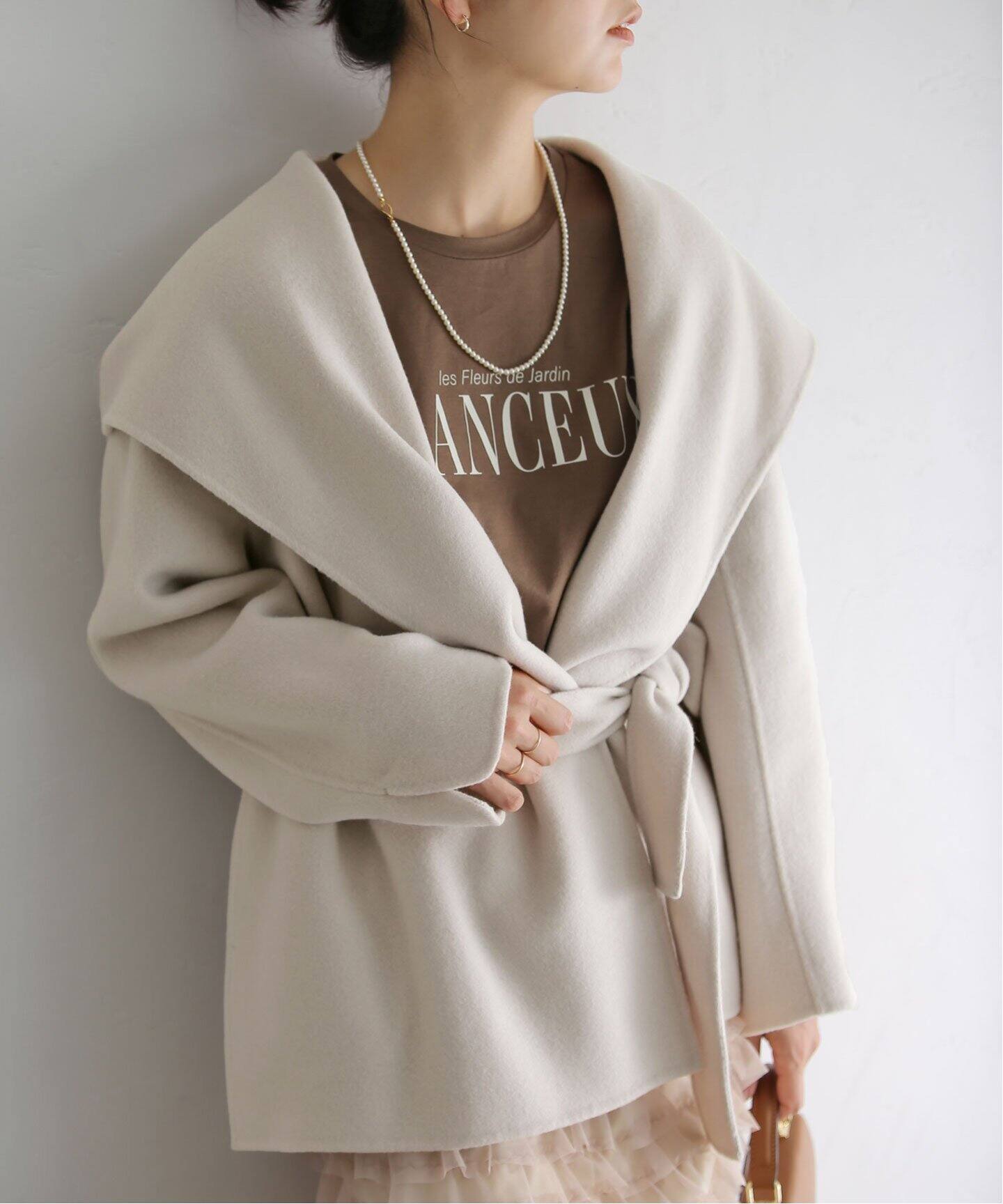 ラ トータリテ テープファンシーツィード コート ベージュ 美品  