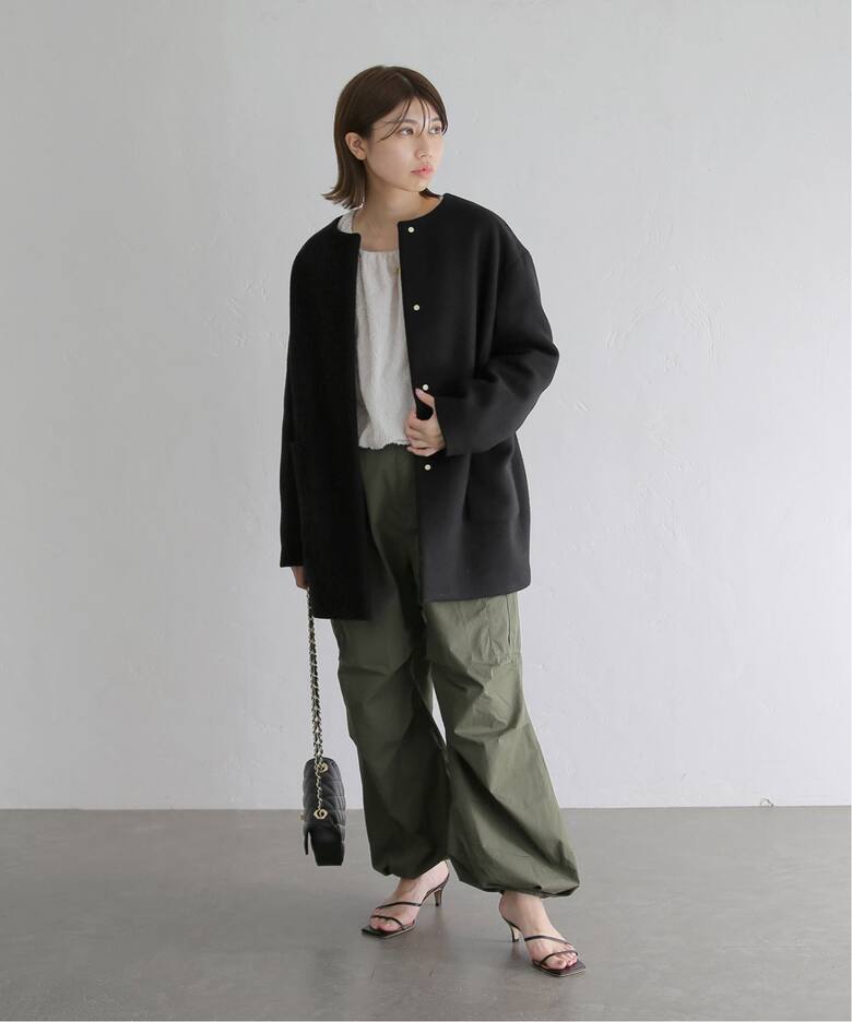 ウールノーカラーミドルコート（ノーカラーコート）｜La Totalite（ラ  