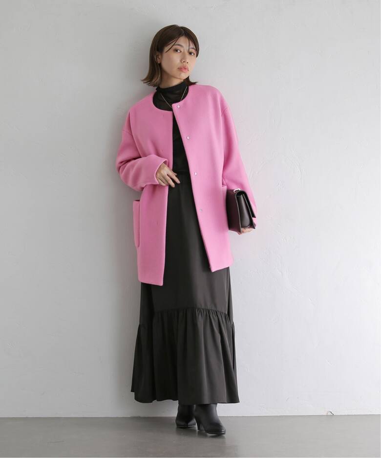 ウールノーカラーミドルコート（ノーカラーコート）｜La Totalite（ラ  
