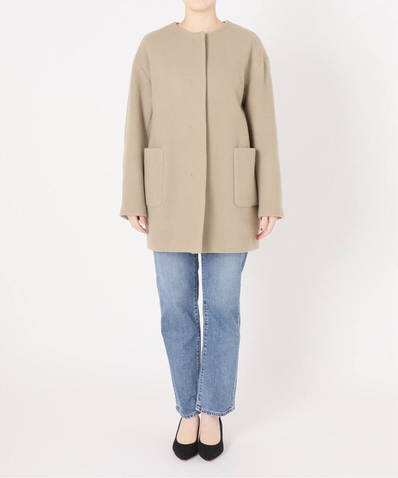 ウールノーカラーミドルコート（ノーカラーコート）｜La Totalite（ラ  