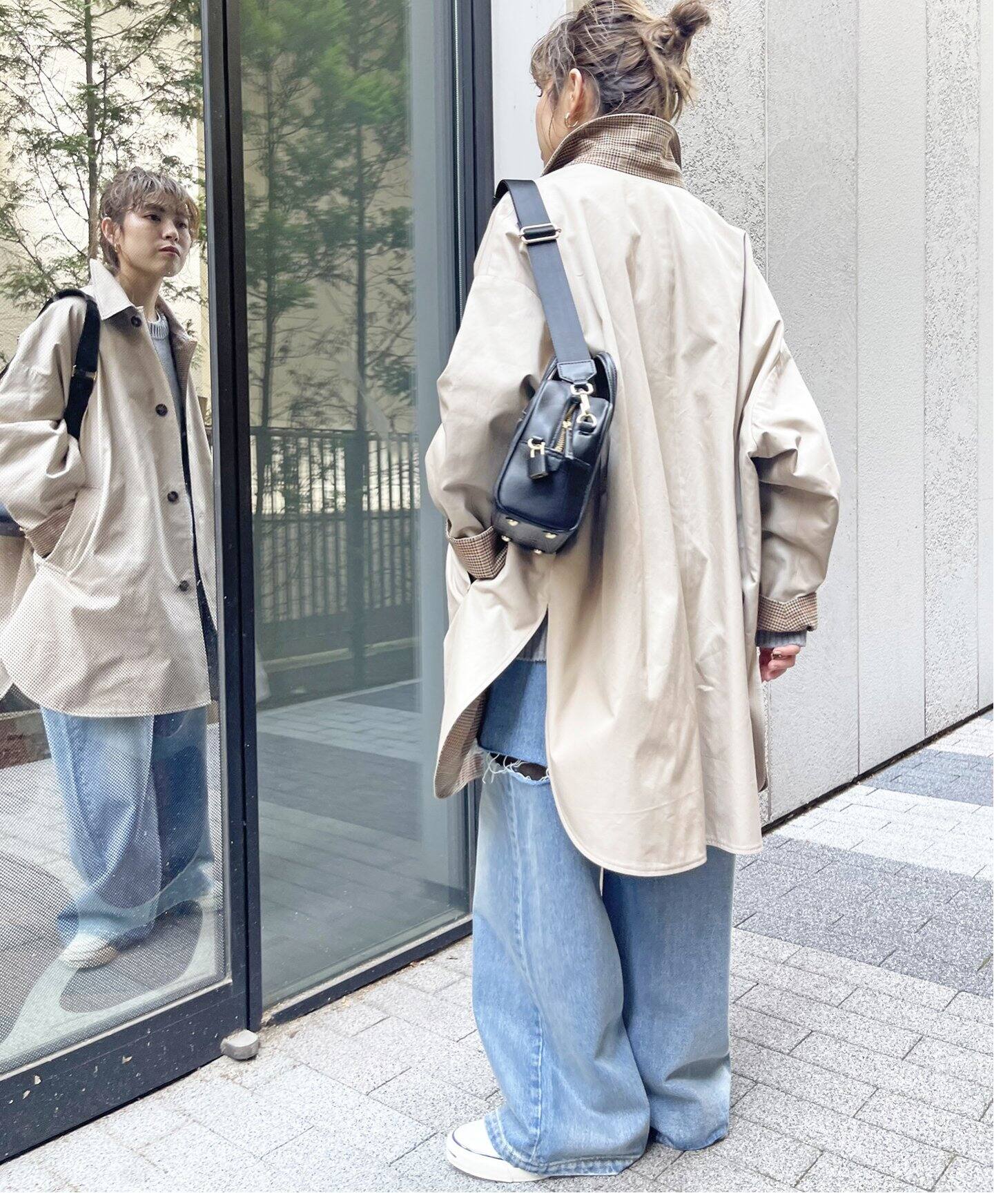 リバーシブルポンチョトレンチコート（トレンチコート）｜Spick and  