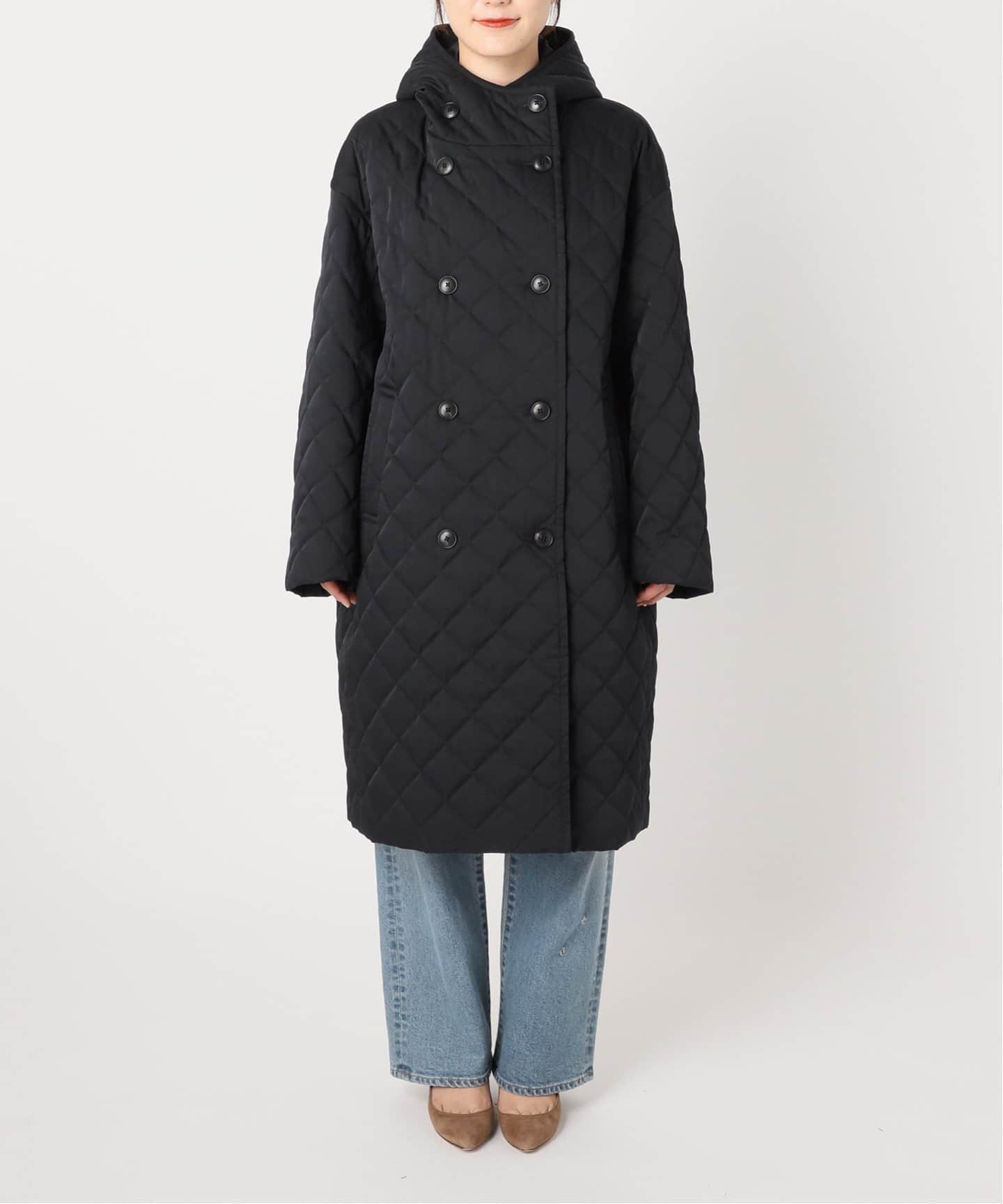 美品　framework キルティングフーディコート　ブラック　38 美品 framework キルティングフーディコート ブラック 38 FRAMeWORK