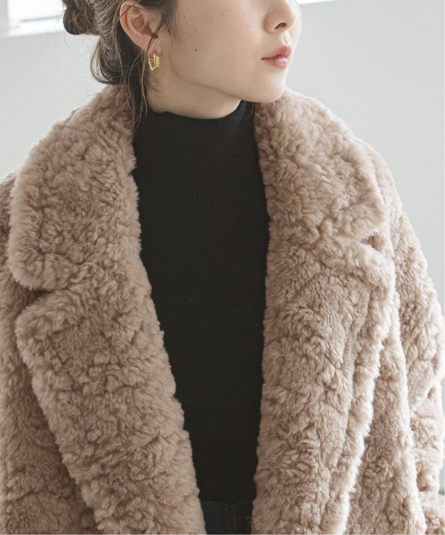 リッチフェイクボアショートコート（ボア・フリース）｜NOBLE  