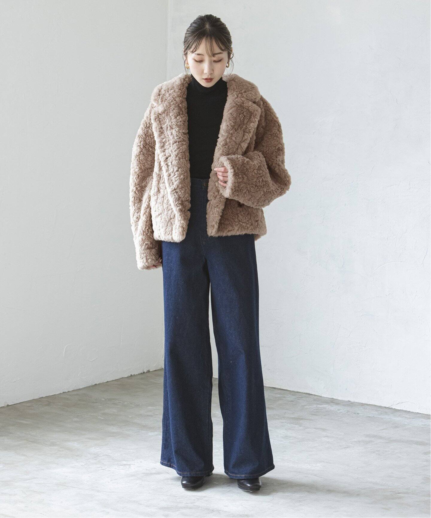 リッチフェイクボアショートコート（ボア・フリース）｜NOBLE  