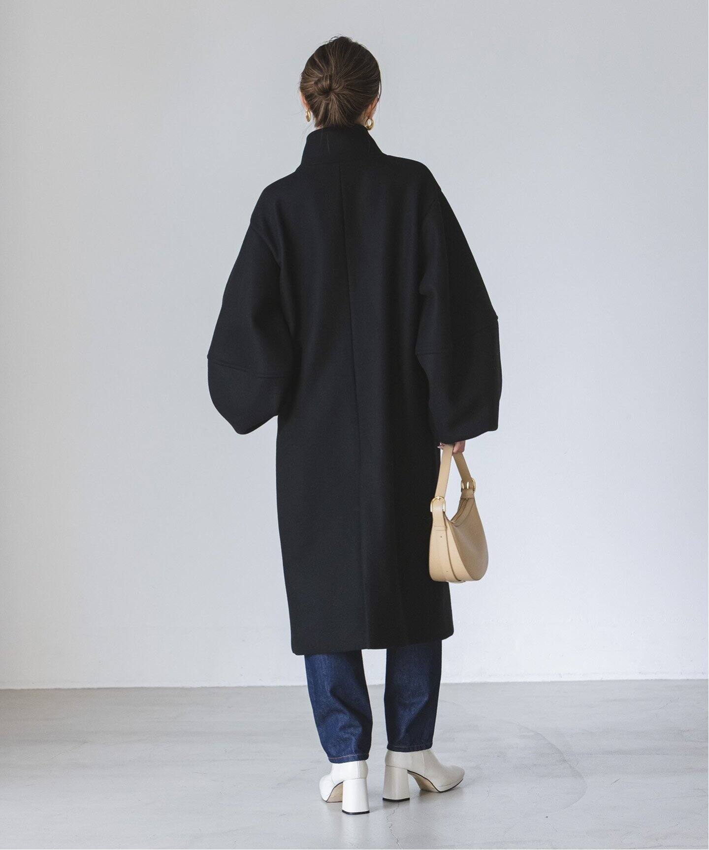 メルトンパフスリーブロングコート（その他ブルゾン／アウター  