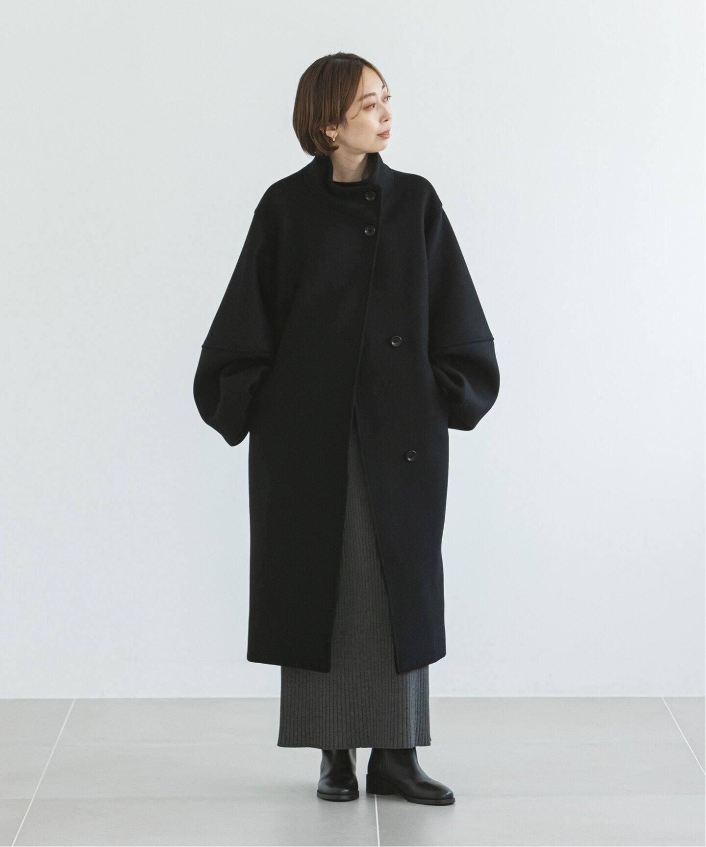 メルトンパフスリーブロングコート（その他ブルゾン／アウター  