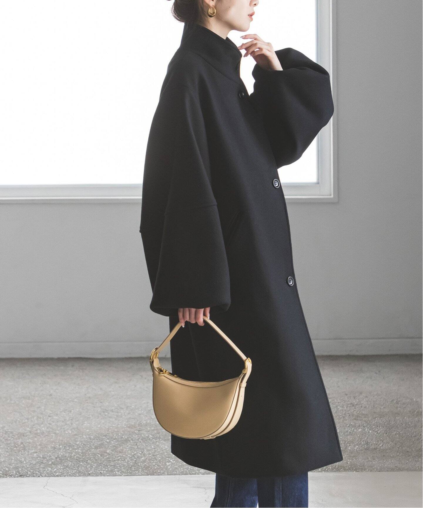 メルトンパフスリーブロングコート（その他ブルゾン／アウター  