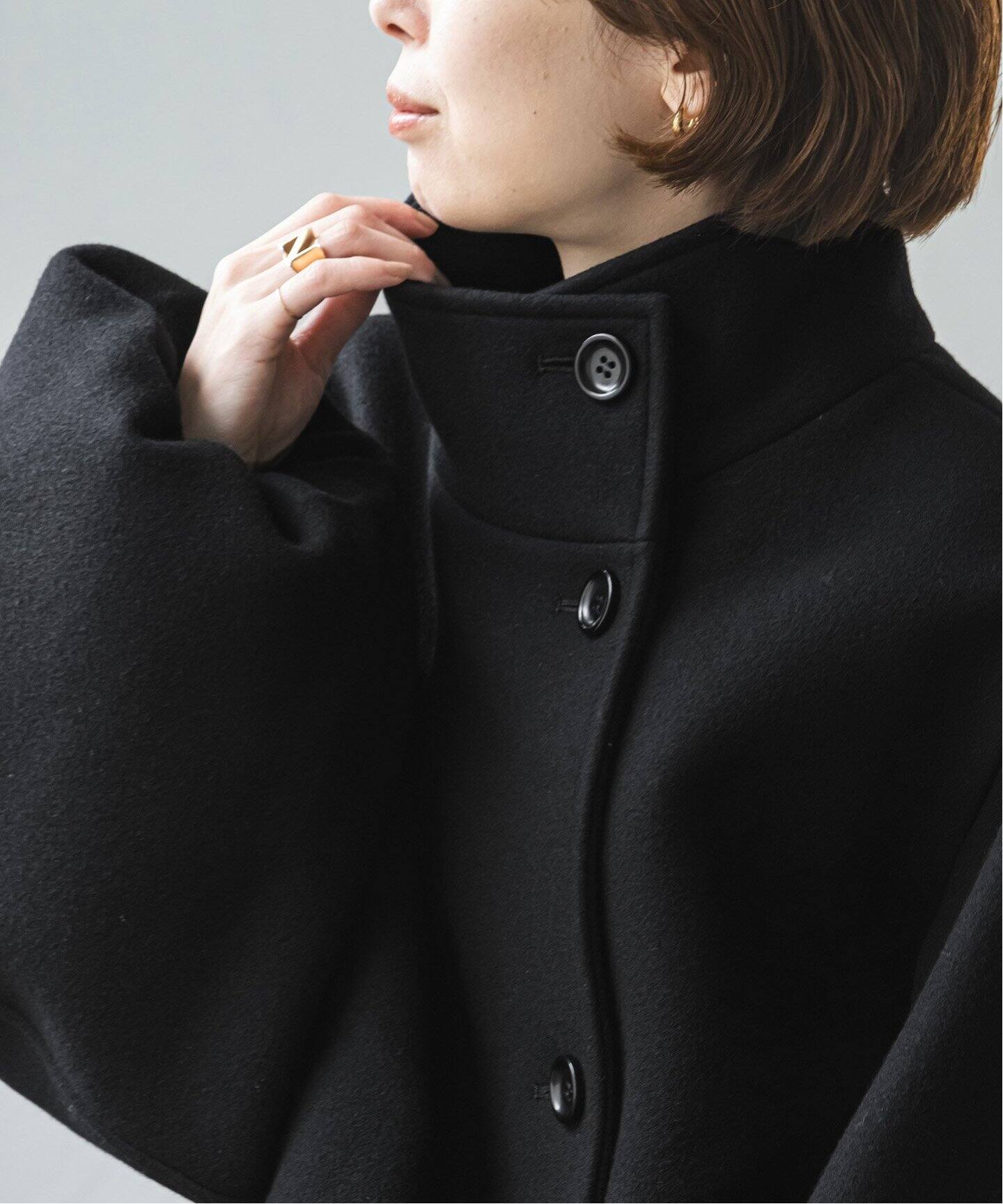 追加》メルトンパフスリーブショートコート（その他ブルゾン／アウター  