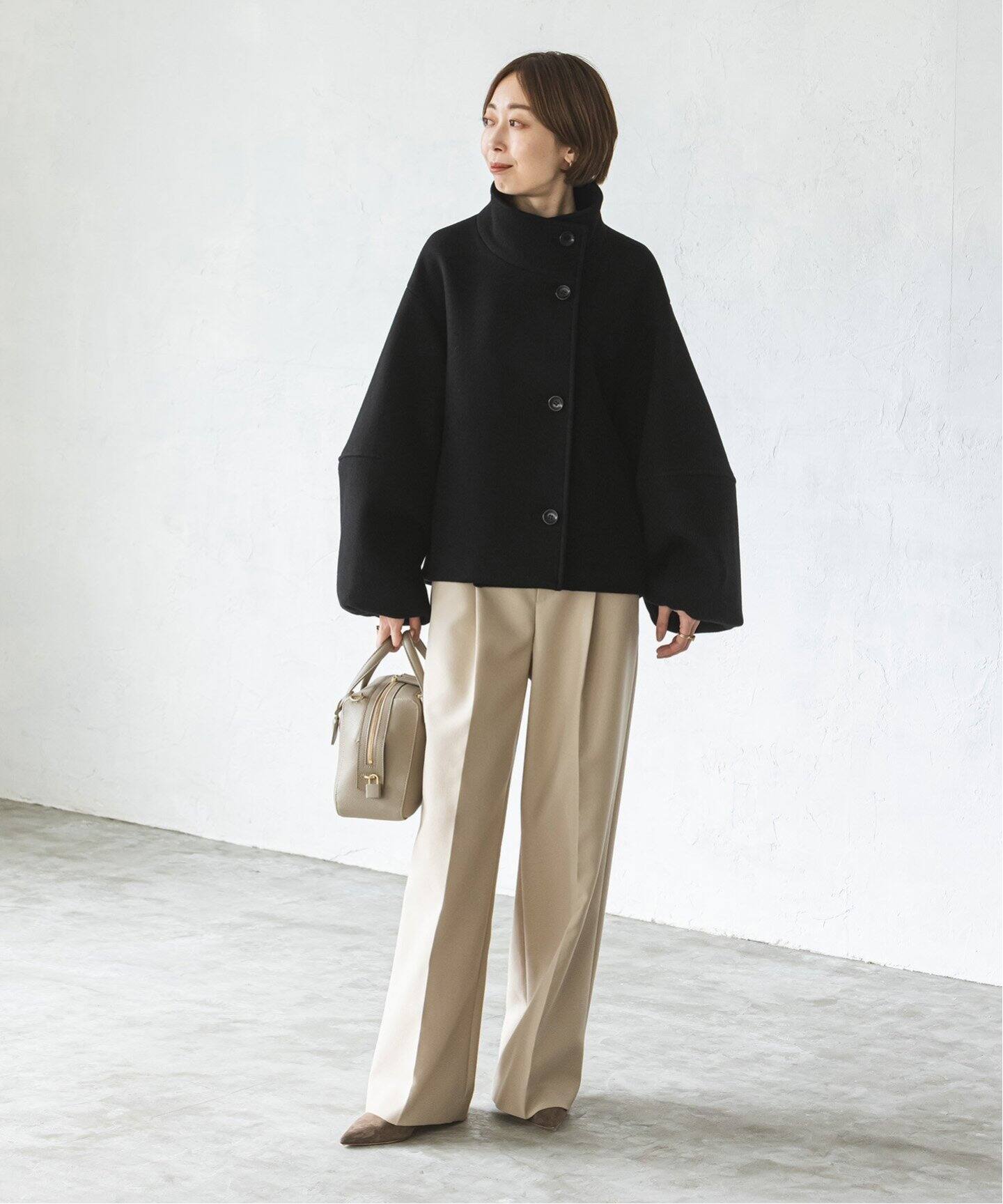 追加》メルトンパフスリーブショートコート（その他ブルゾン／アウター  