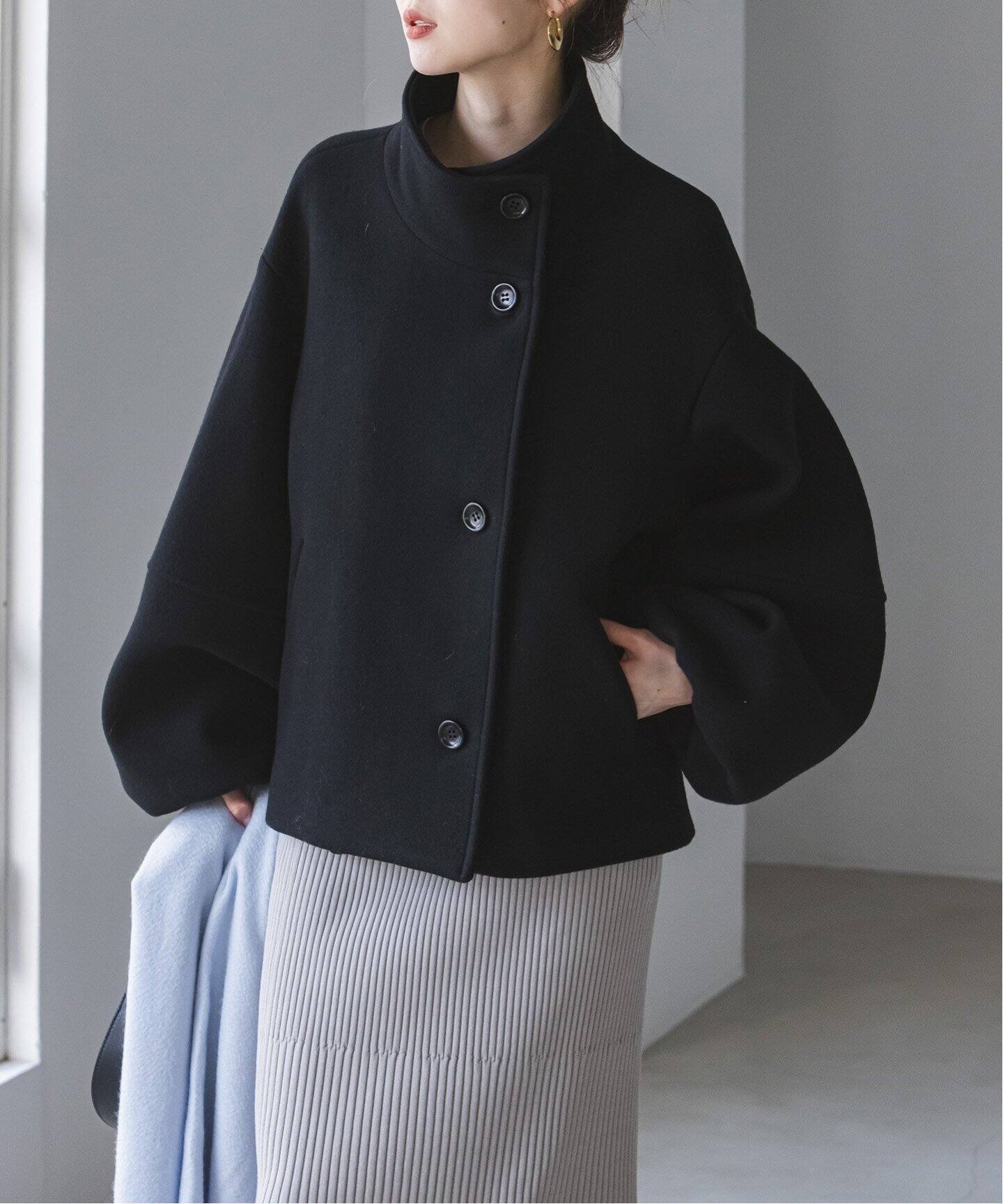 追加》メルトンパフスリーブショートコート（その他ブルゾン／アウター  