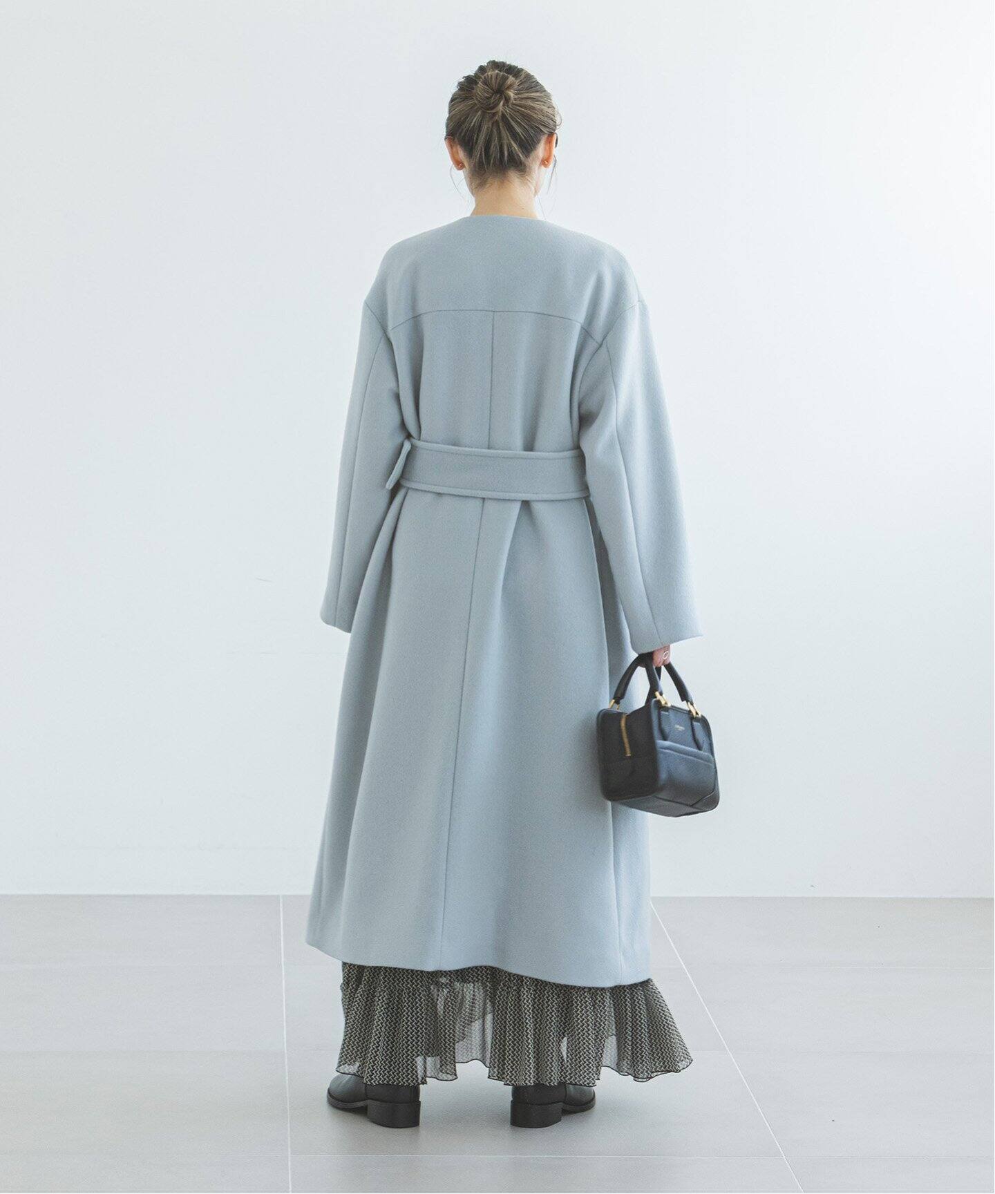 ウールナイロンノーカラートレンチコート（ノーカラーコート）｜NOBLE  