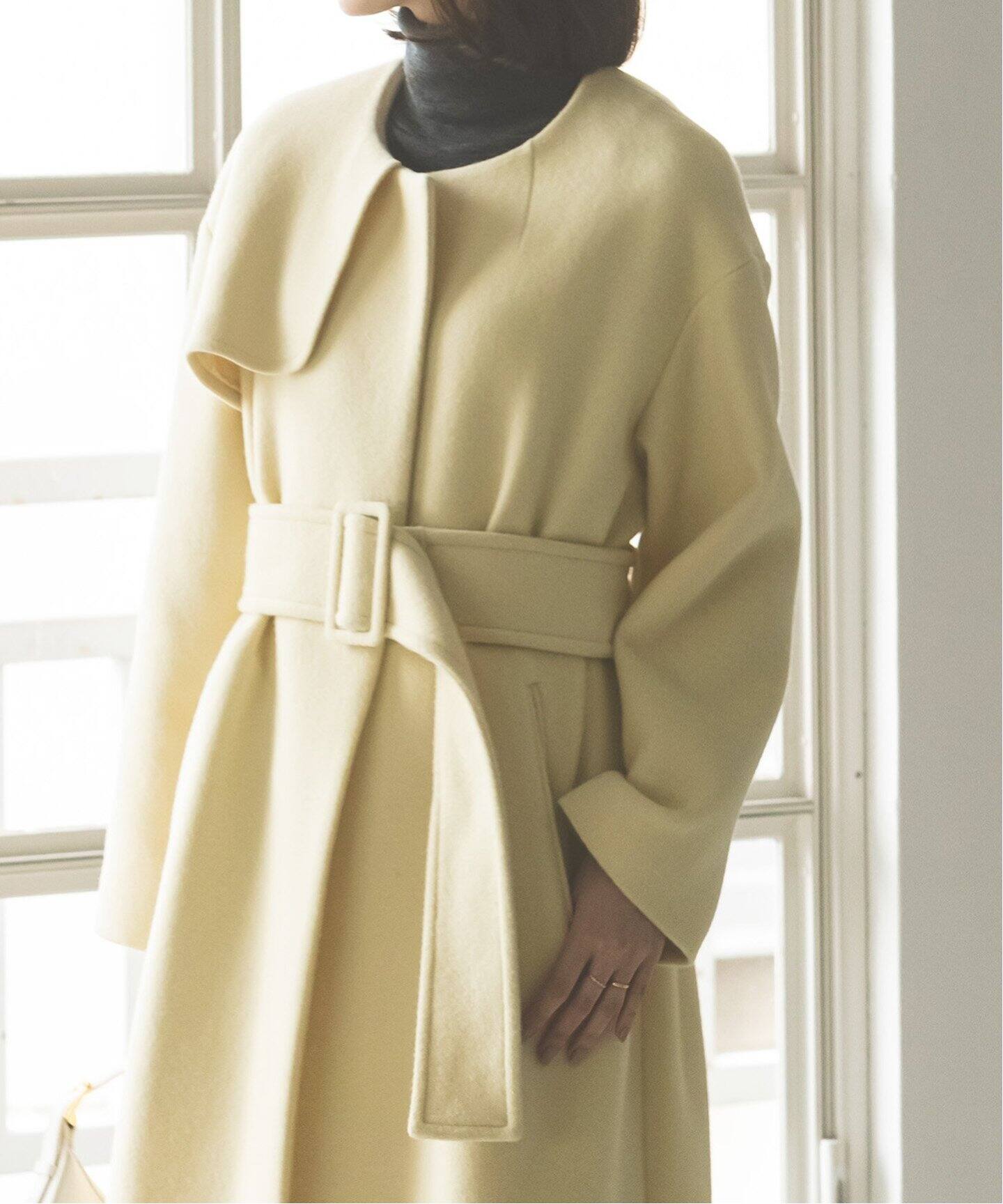 ウールナイロンノーカラートレンチコート（ノーカラーコート）｜NOBLE  