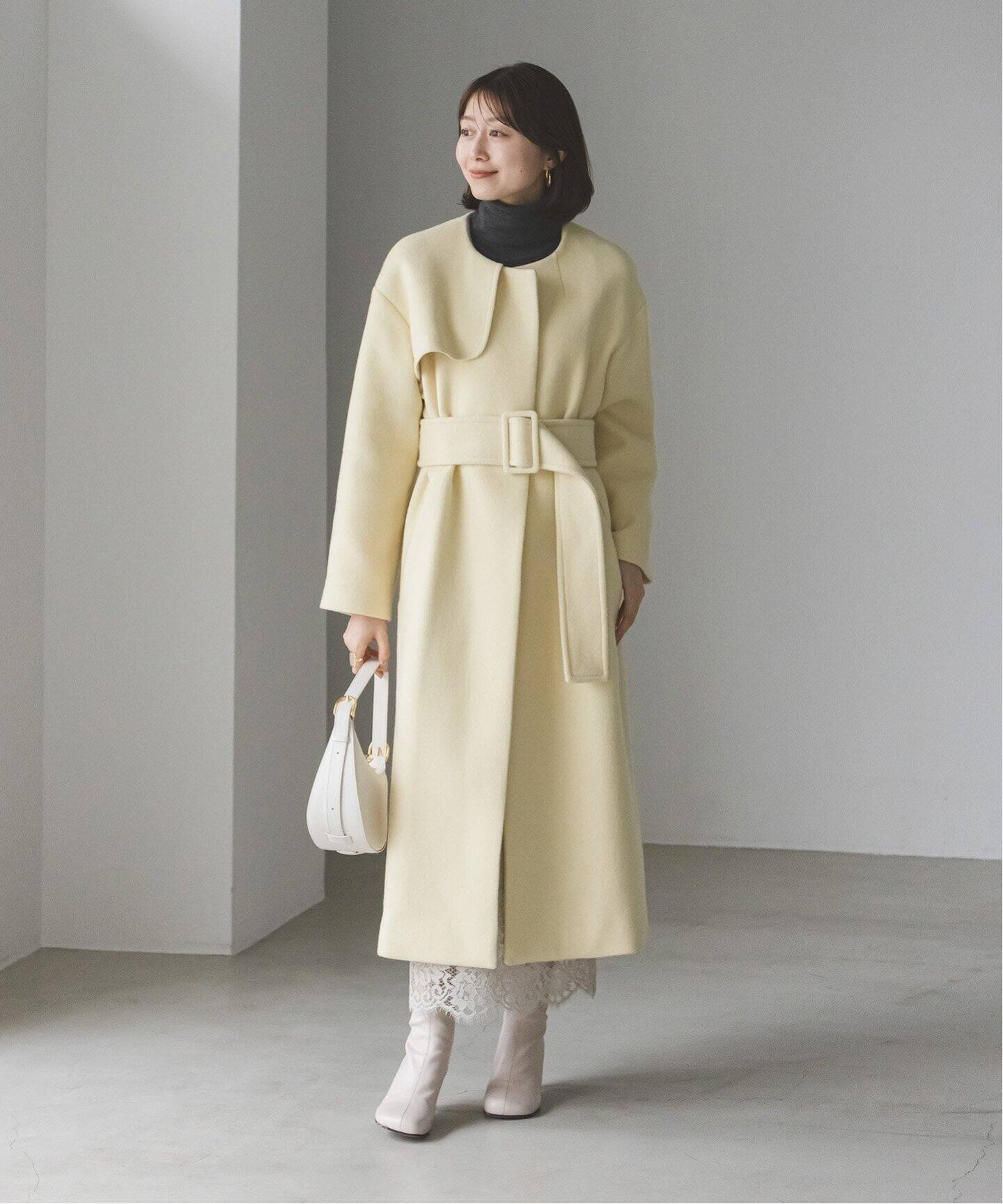 ウールナイロンノーカラートレンチコート（ノーカラーコート）｜NOBLE  