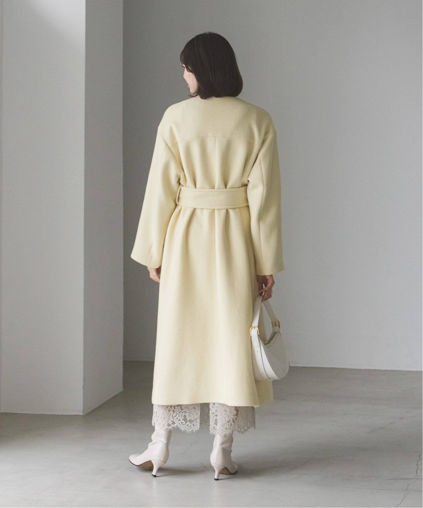 ウールナイロンノーカラートレンチコート（ノーカラーコート）｜NOBLE  