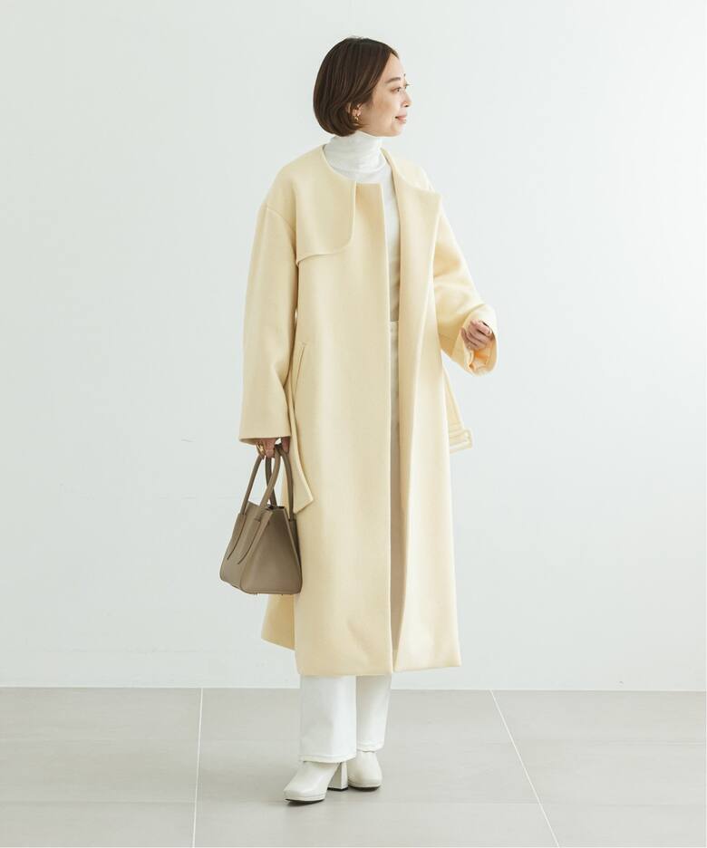 ウールナイロンノーカラートレンチコート（ノーカラーコート）｜NOBLE  