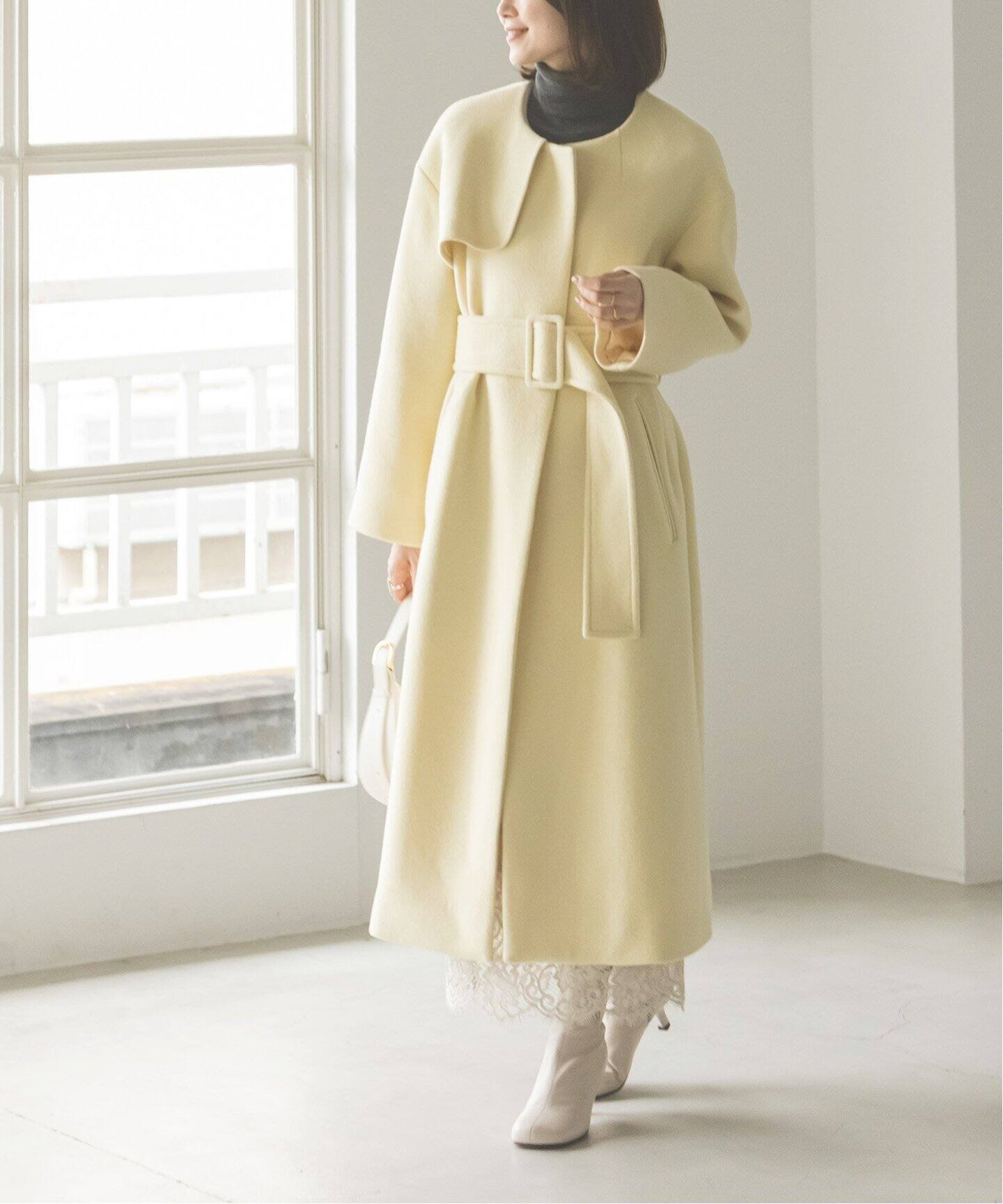 ウールナイロンノーカラートレンチコート（ノーカラーコート）｜NOBLE  