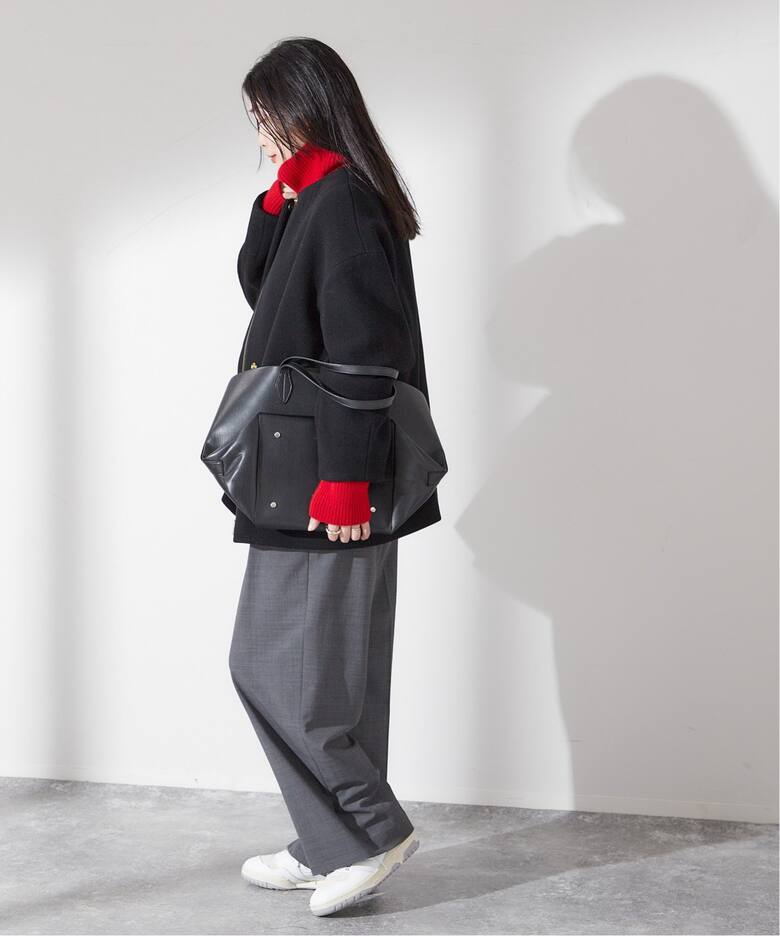 SUPER140S/MARINI クルーネックショートコート（ノーカラーコート  