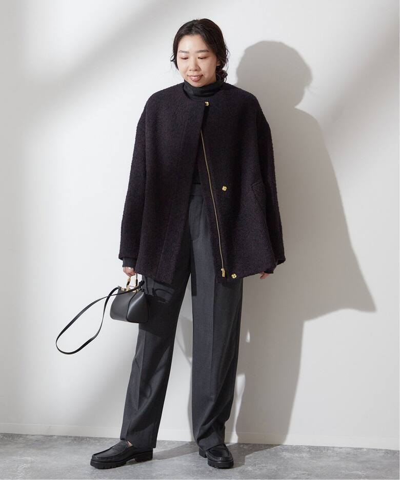 追加2》SUPER 140S /MARINI クルーネックショートコート（ノーカラー  