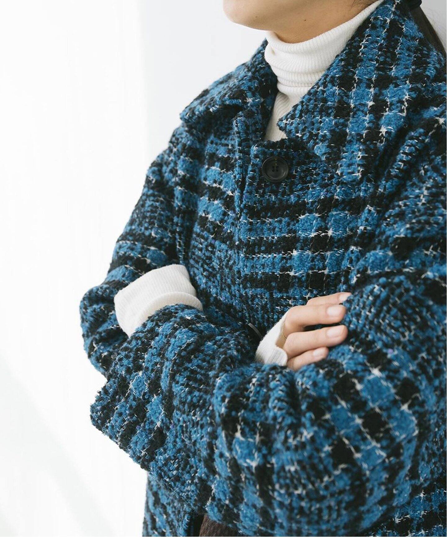 BALLIブルーチェックステンカラーコート（その他ブルゾン  