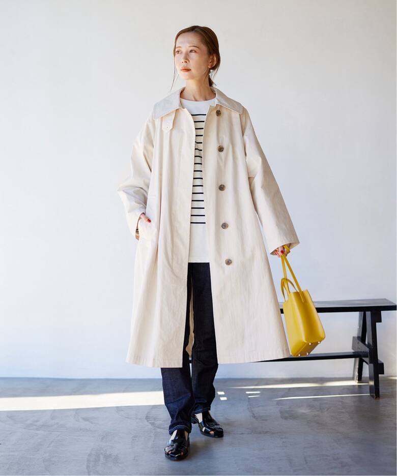 コットンナイロンギャバビックカラーコート（ステンカラーコート 