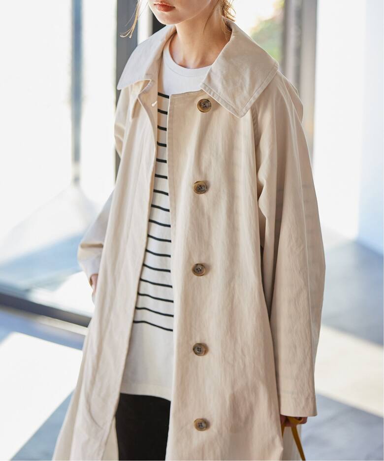 コットンナイロンギャバビックカラーコート（ステンカラーコート 