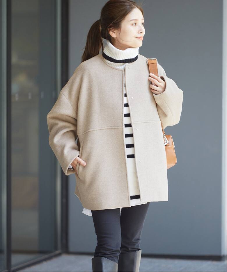 追加2》スーパー140ビーバーノーカラーショートコート（ノーカラー  