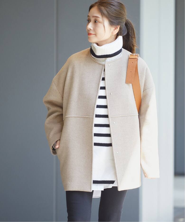 追加3》スーパー140ビーバーノーカラーショートコート（ノーカラー  