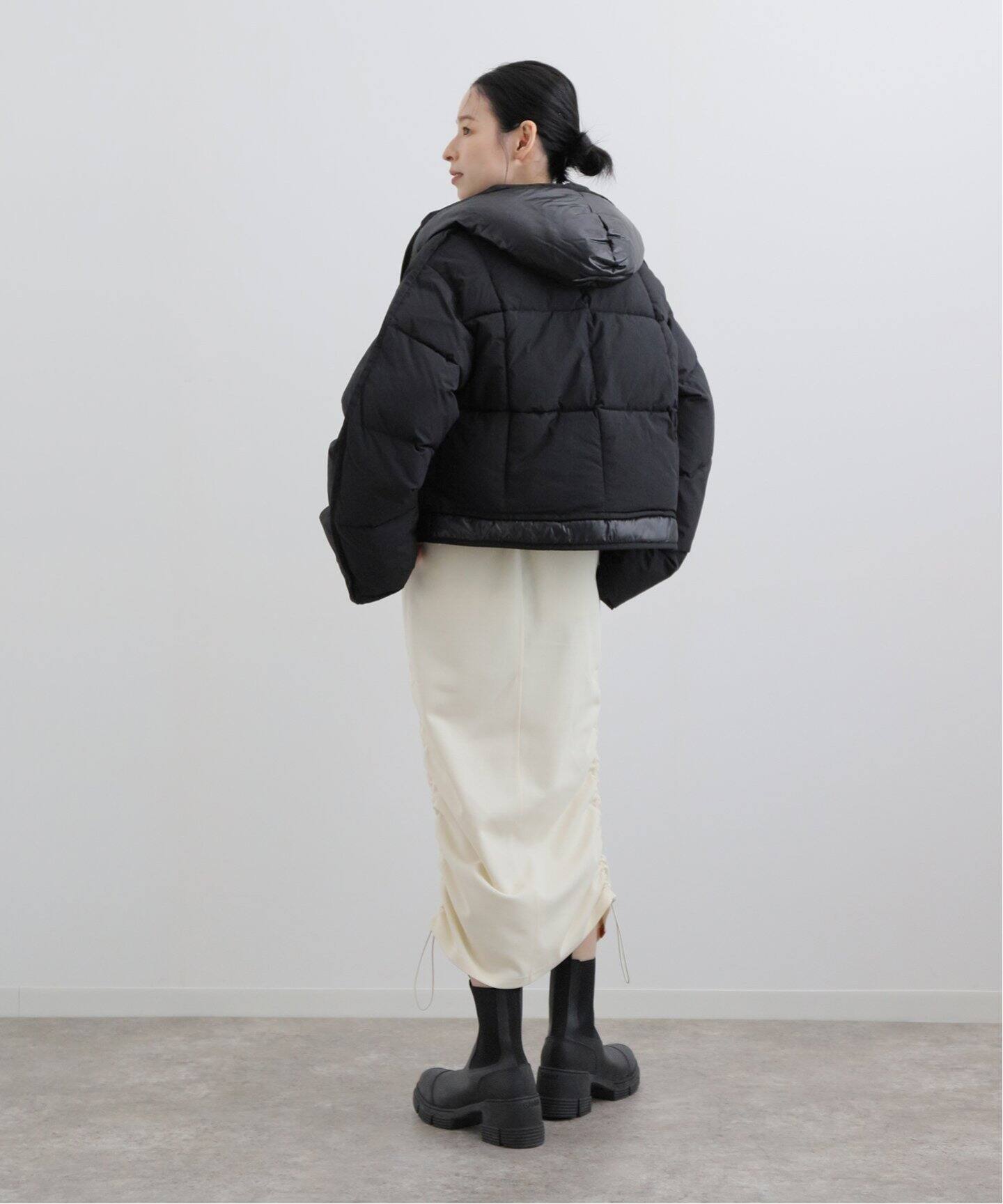 GANNI / ガニー】 Mix Puffer Hooded Short Jacket：中綿ジャケット  
