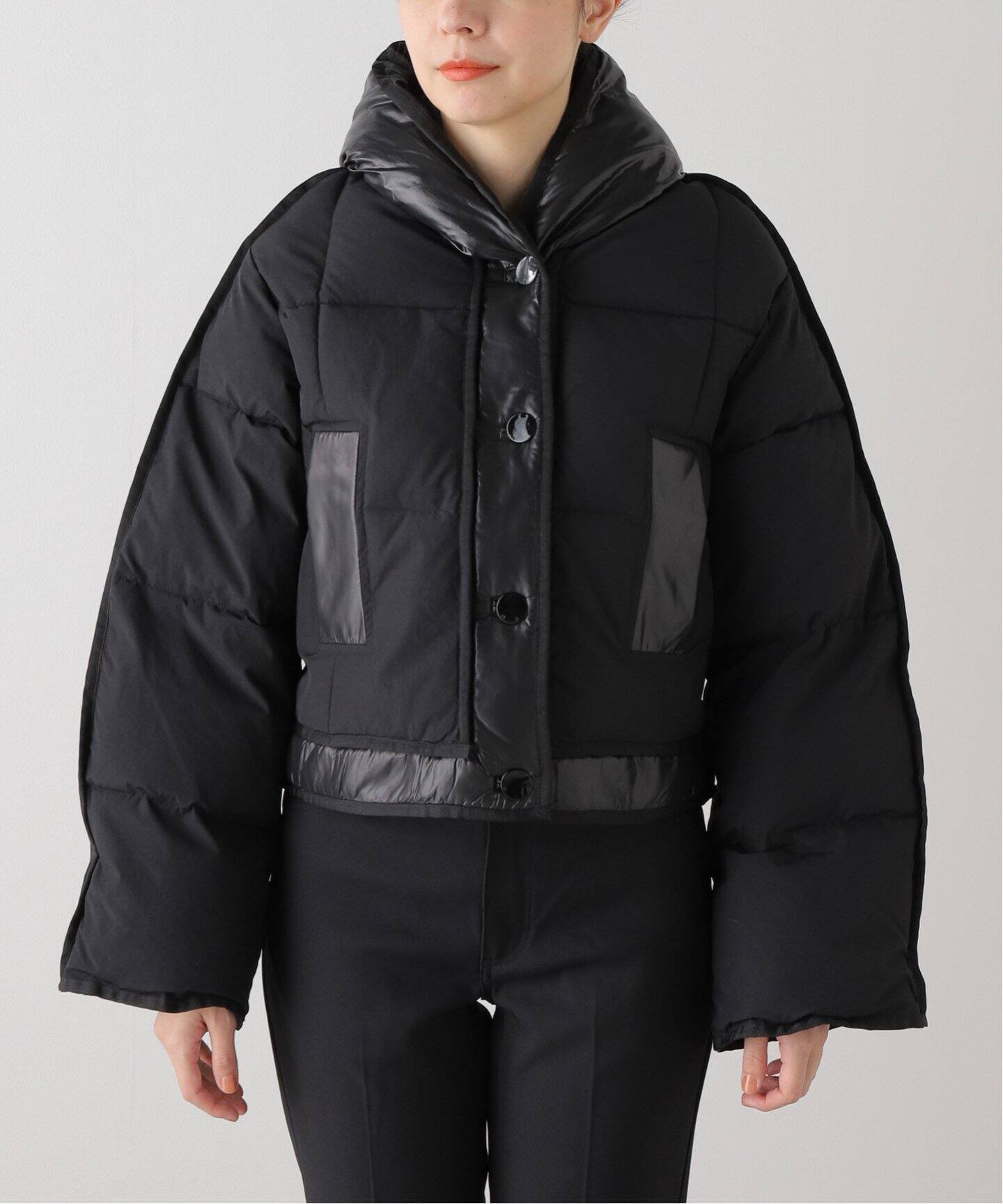 GANNI / ガニー】 Mix Puffer Hooded Short Jacket：中綿ジャケット 
