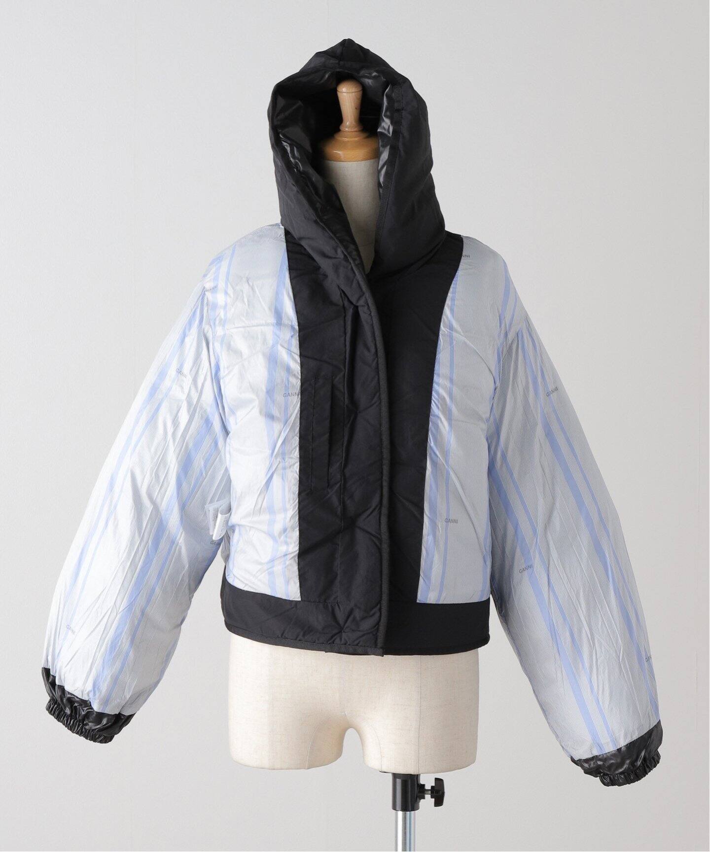 GANNI / ガニー】 Mix Puffer Hooded Short Jacket：中綿ジャケット 