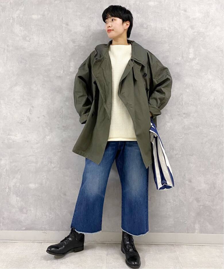 HTS / エイチティーエス】DOUBLE OVER HALF COAT（トレンチコート 