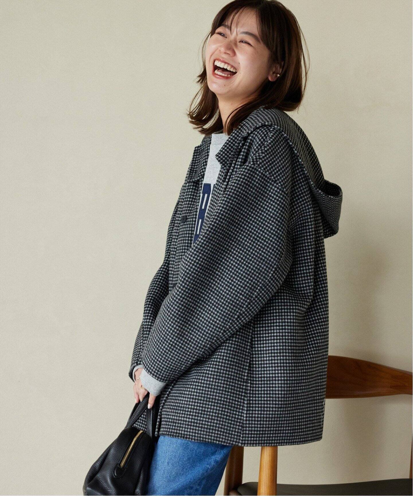 追加》ウールナイロンリバーフードショートコート（フードコート  